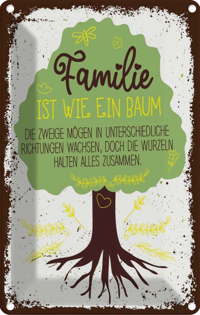 [LA-1783992] Blechschild 18x12 cm Familie ist Baum halten alles Zusammen Spruch Zitat