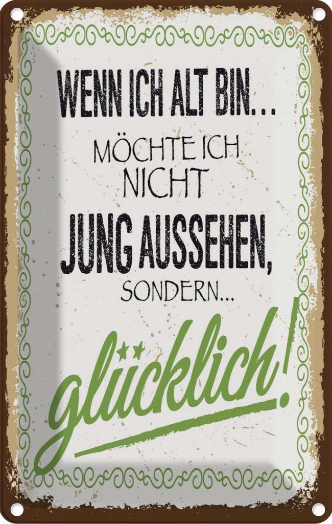 [LA-1783993] Blechschild 18x12 cm ich alt möchte jung glücklich Spruch Zitat