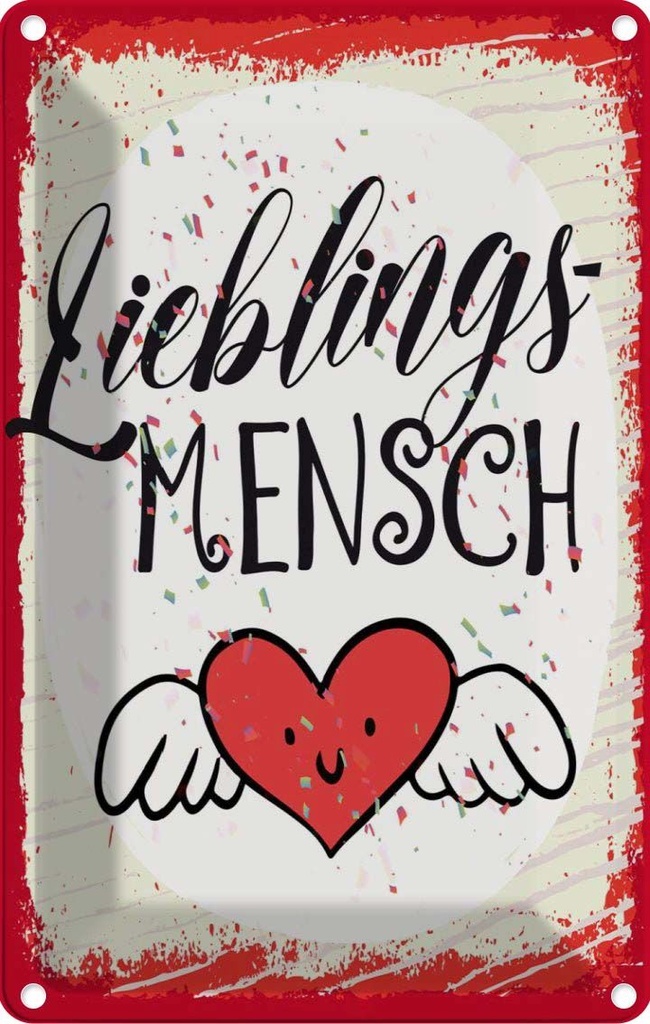 [LA-1783994] Blechschild 18x12 cm Lieblingsmensch Herz Engel Spruch Zitat