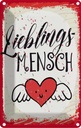 Blechschild 18x12 cm Lieblingsmensch Herz Engel Spruch Zitat
