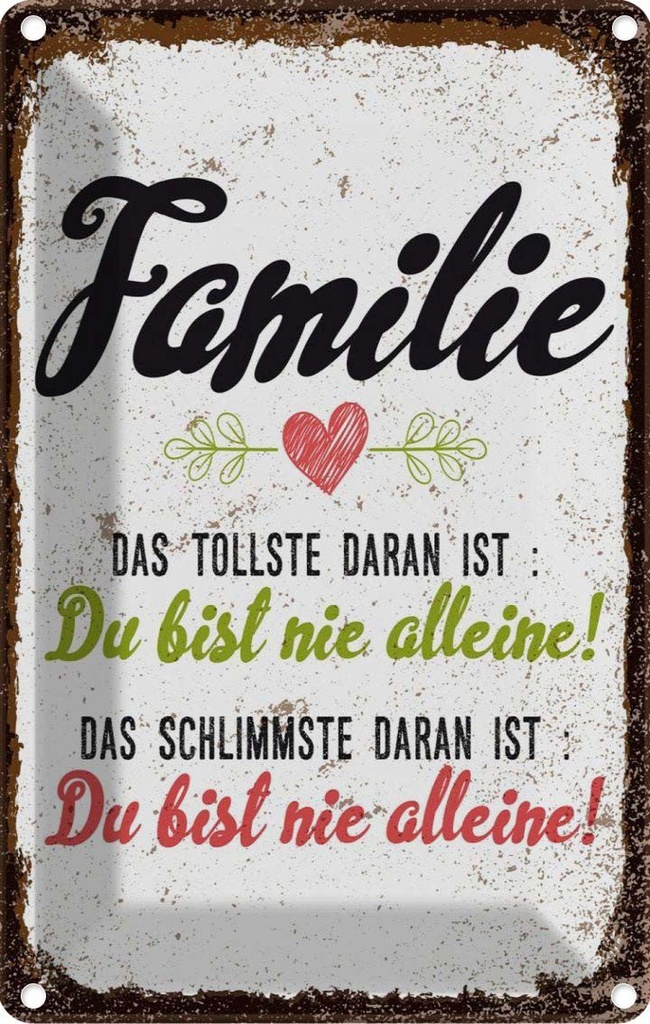 [LA-1784002] Blechschild 18x12 cm Familie Du bist nie alleine Spruch Zitat