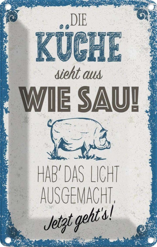 [LA-1784011] Blechschild 18x12 cm Die Küche sieht aus wie Sau! Spruch Zitat