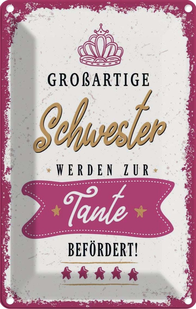 [LA-1784013] Blechschild 18x12 cm Großartige Schwester werden Tante Spruch Zitat