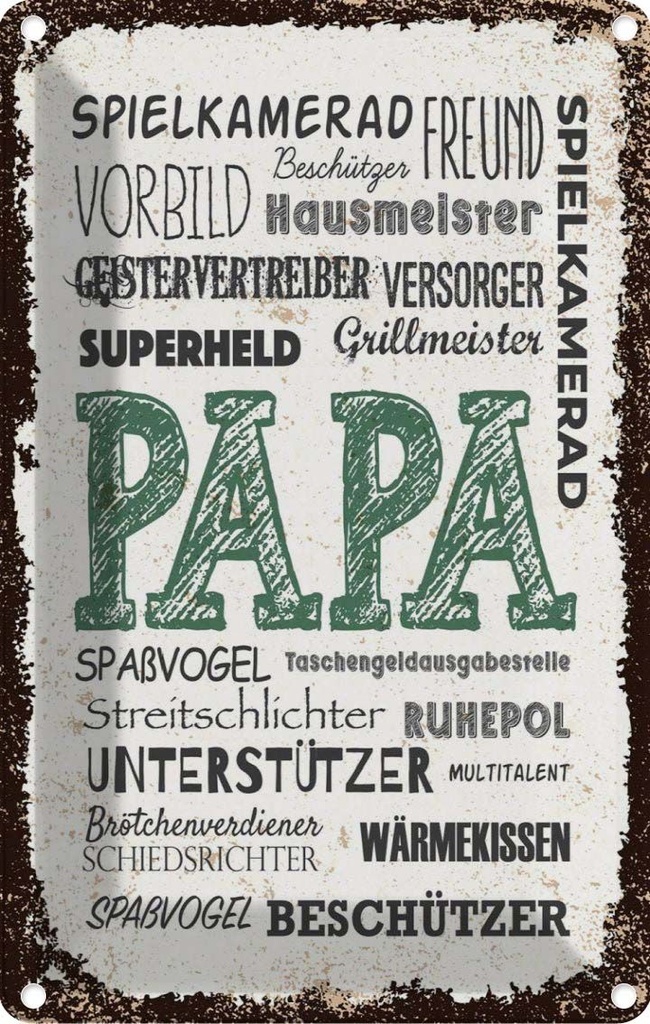 [LA-1784018] Blechschild 18x12 cm Papa Spielkamerad Beschützer Freund Spruch Zitat
