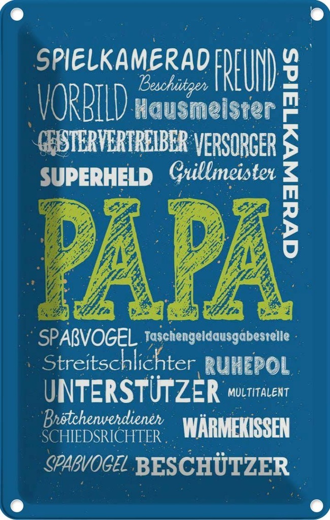 [LA-1784019] Blechschild 18x12 cm Papa Superheld Vorbild Beschützer Spruch Zitat