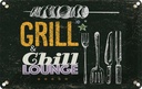 Blechschild 12x18 cm Grill & Chill Fleisch Grillen