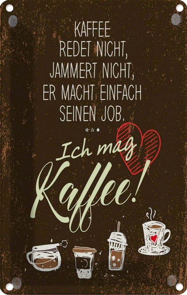 [LA-1784034] Blechschild 18x12 cm ich mag Kaffee Herz Spruch Zitat