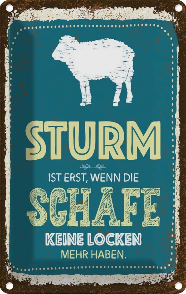 [LA-1784044] Blechschild 18x12 cm Sturm wenn Schafe keine Locken Spruch Zitat