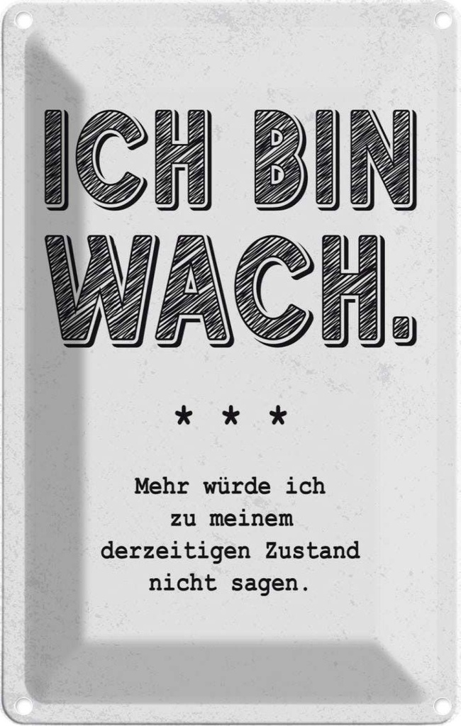 [LA-1784060] Blechschild 18x12 cm lustig Zustand Ich bin wach Witz Humor Spaß