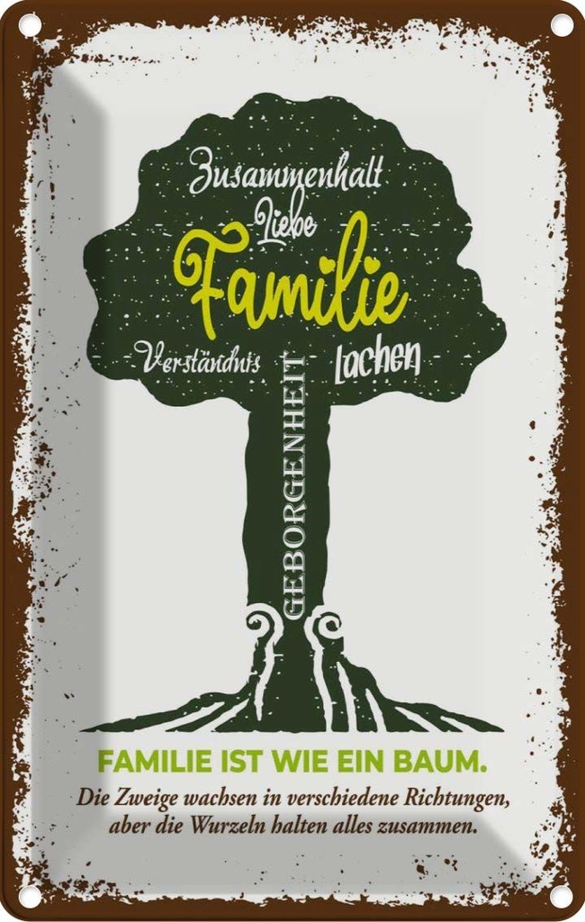 [LA-1784080] Blechschild 18x12 cm Familie ist wie ein Baum Spruch Zitat