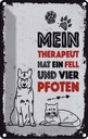 Blechschild 18x12 cm Tiere Mein Therapeut 4 Pfoten Tier Haustier