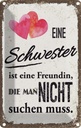Blechschild 18x12 cm Schwester ist eine Freundin Herz Spruch Zitat