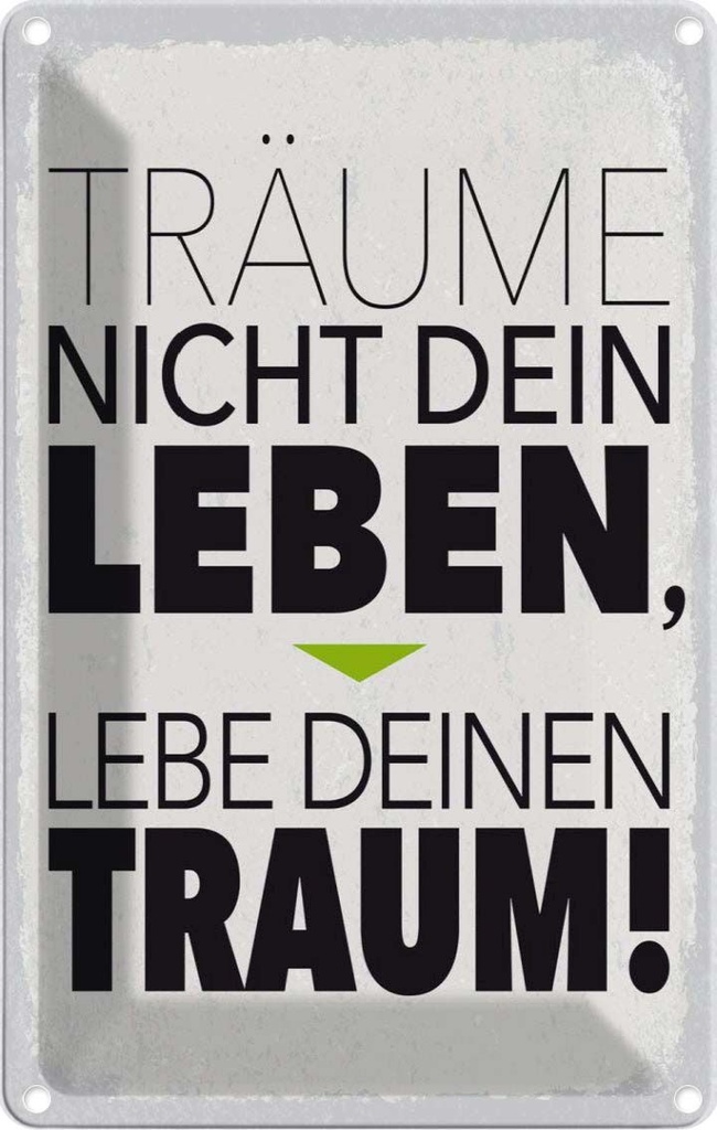 [LA-1784109] Blechschild 18x12 cm Leben lebe deinen Traum Spruch Zitat