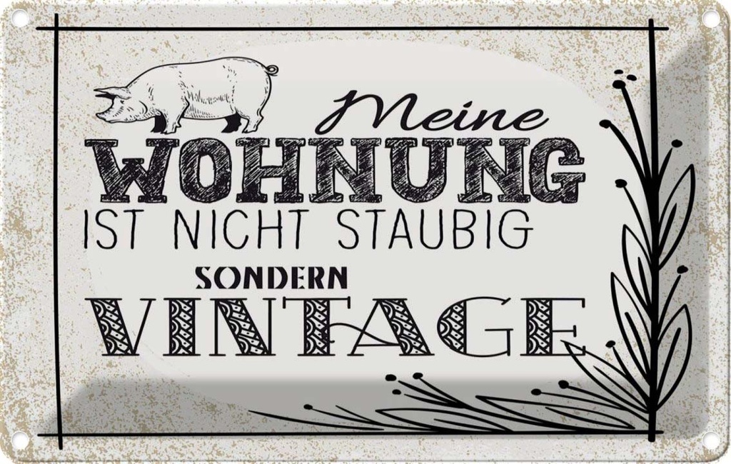 [LA-1784111] Blechschild 12x18 cm Wohnung nicht staubig Vintage Spruch Zitat