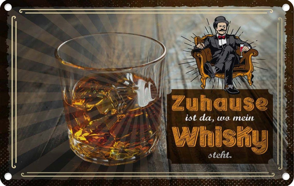 [LA-1784123] Blechschild 12x18 cm Zuhause ist da wo mein Whisky Spruch Zitat