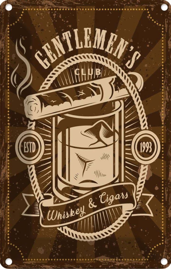 Blechschild 18x12 cm Gentlemen`s Club Whiskey & Cigars