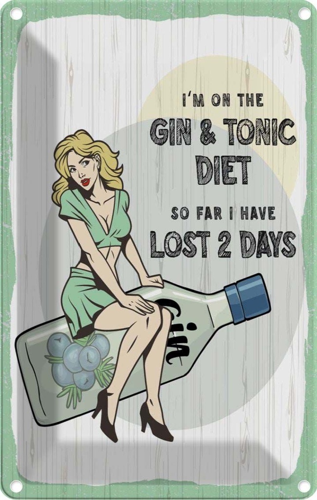 Blechschild 18x12 cm Pinup I´m on the Gin & Tonic Diet
