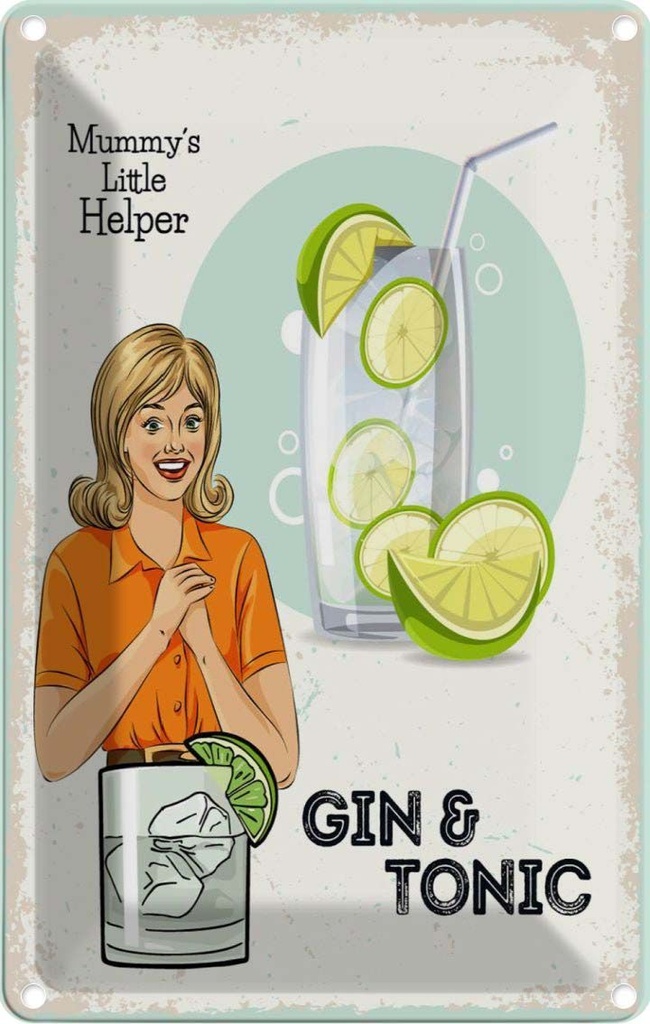 Blechschild 18x12 cm Mummy´s little Helper Gin & Tonic