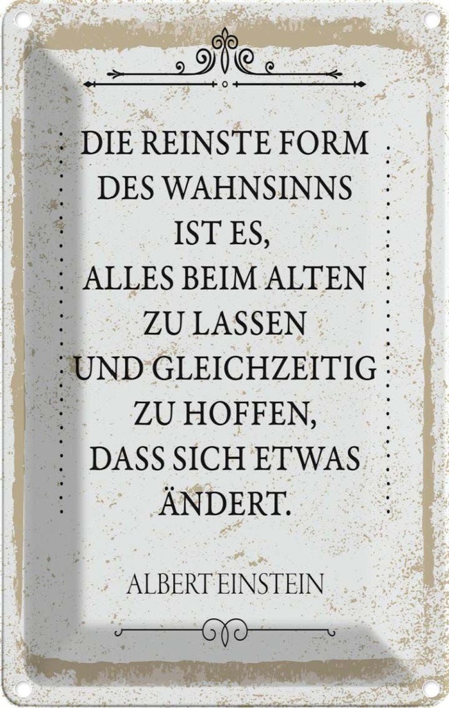 [LA-1784160] Blechschild 18x12 cm Einstein reinste Form Wahnsinns Spruch Zitat