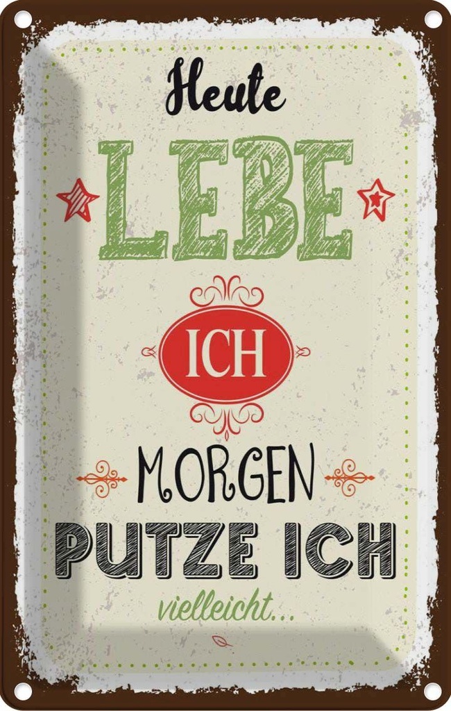[LA-1784174] Blechschild 18x12 cm heute lebe ich morgen putze Spruch Zitat