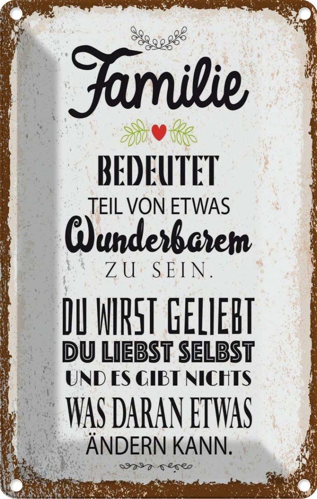 [LA-1784178] Blechschild 18x12 cm Familie Teil von etwas wunderbarem Spruch Zitat