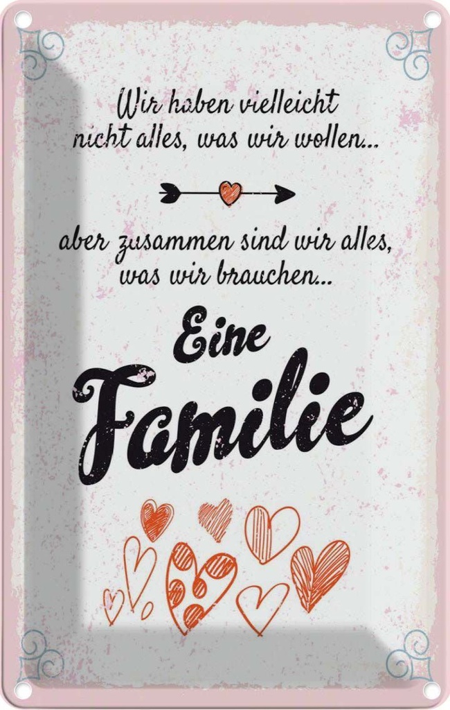 [LA-1784179] Blechschild 18x12 cm Familie Zusammen sind wir alles Spruch Zitat