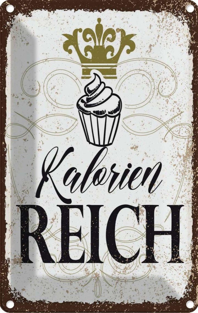 [LA-1784181] Blechschild 18x12 cm Cupcake Kalorien reich Essen Küche Backen