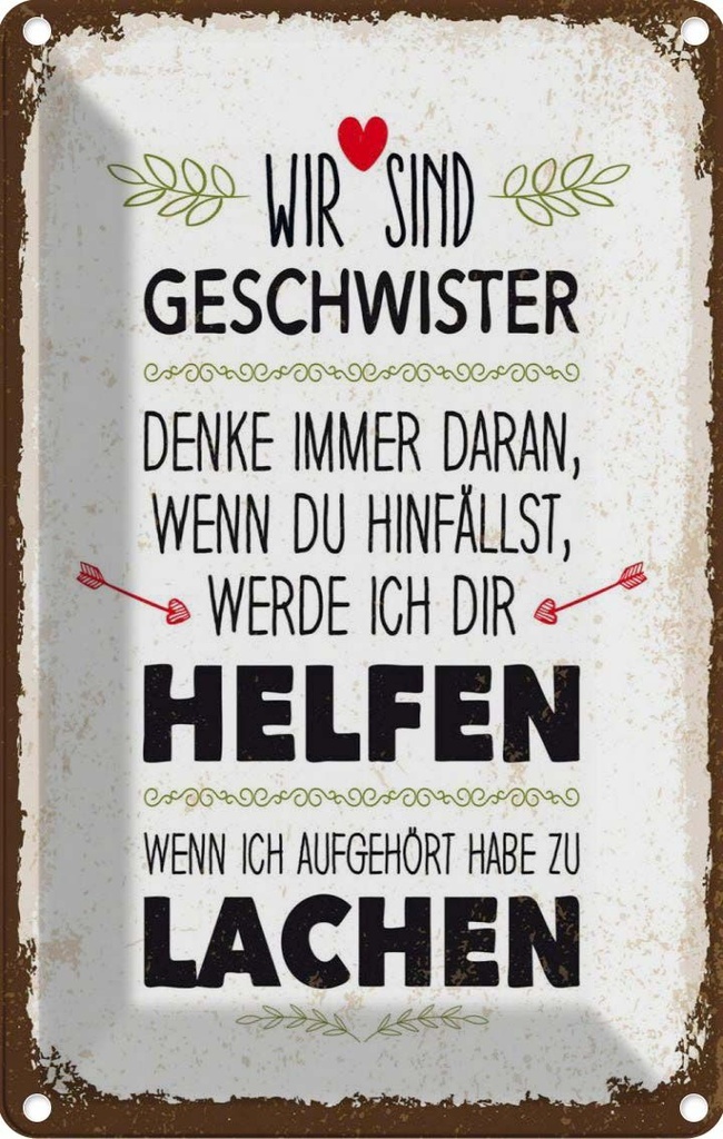 [LA-1784186] Blechschild 18x12 cm Geschwister wir lachen helfen Spruch Zitat