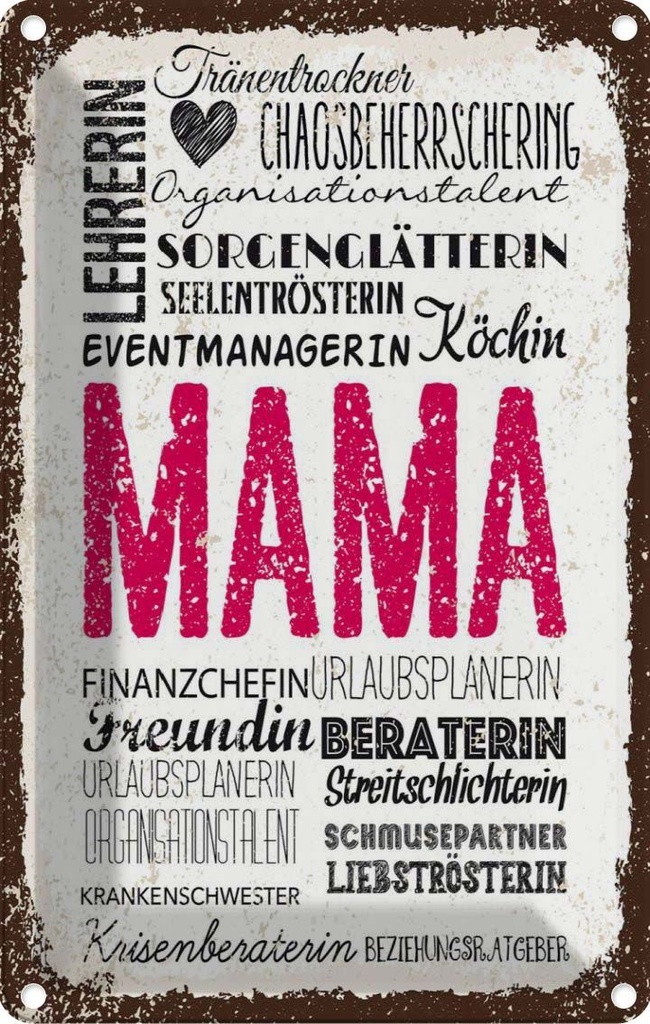 [LA-1784190] Blechschild 18x12 cm Mama Lehrerin Freundin Köchin Spruch Zitat