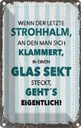 Blechschild 18x12 cm Wenn der letzte Strohhalman Spruch Zitat