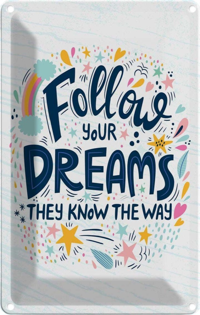 Blechschild 18x12 cm Follow your dreams they know Way