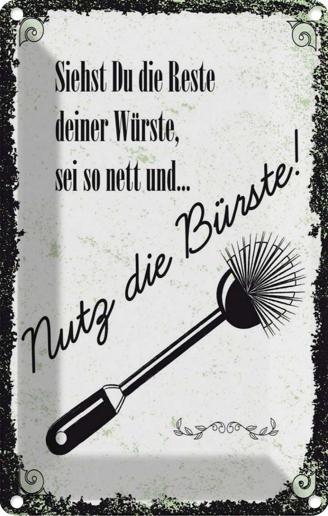 [LA-1784200] Blechschild 18x12 cm lustig siehst du Reste nutz Bürste Witz Humor Spaß