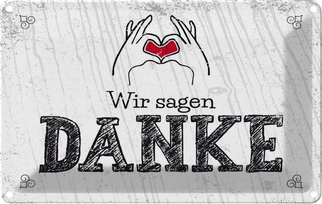 [LA-1784220] Blechschild 12x18 cm wir sagen danke Herz Spruch Zitat