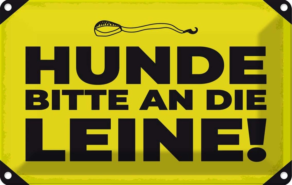 [LA-1784230] Blechschild 12x18 cm Hunde bitte an die Leine Hund
