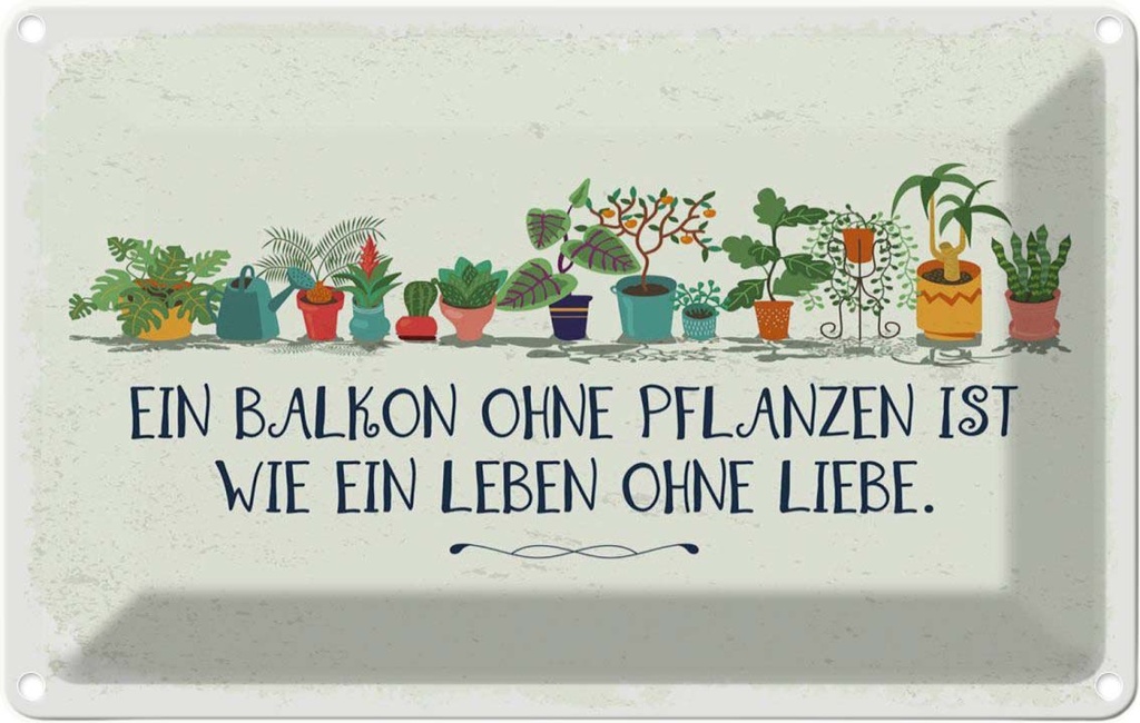 [LA-1784248] Blechschild 12x18 cm Balkon ohne Pflanzen Leben Spruch Zitat