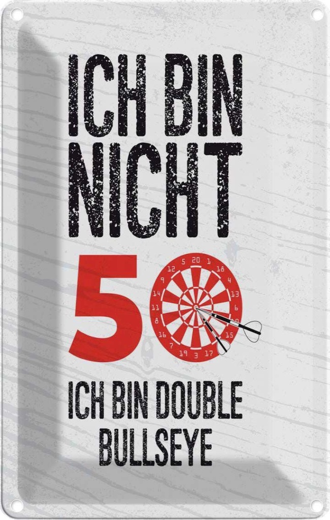 [LA-1784259] Blechschild 18x12 cm Dart bin nicht 50 Double Bullseye Spruch Zitat