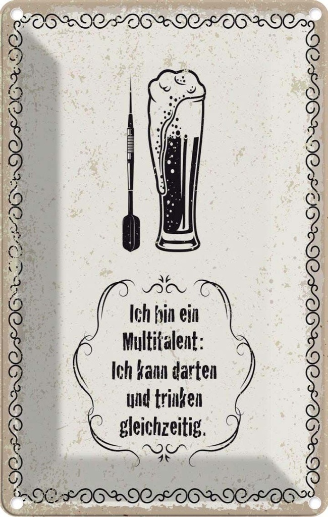 [LA-1784264] Blechschild 18x12 cm Multitalent kann trinken darten Spruch Zitat