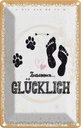 Blechschild 18x12 cm Zusammen Glücklich Hund Mensch Spruch Zitat