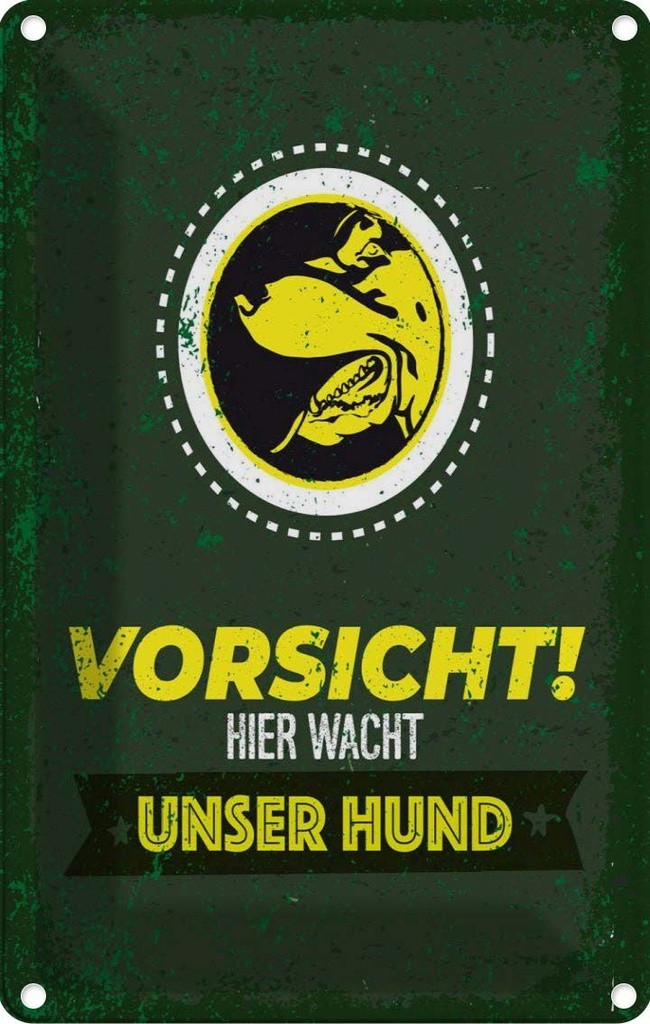 [LA-1784270] Blechschild 18x12 cm Vorsicht hier wacht unser Hund