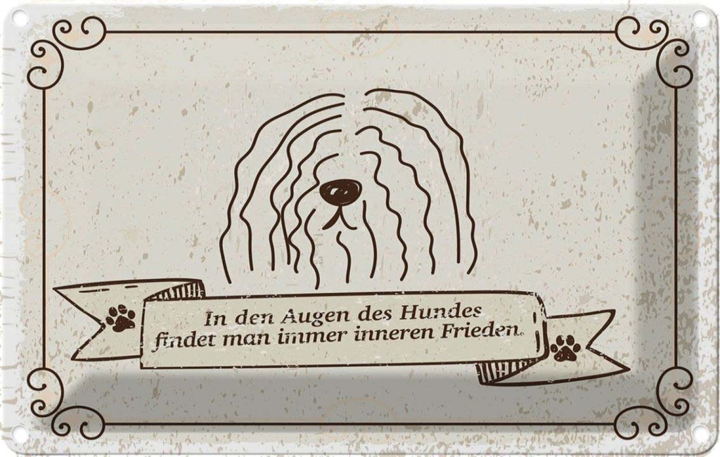 [LA-1784272] Blechschild 12x18 cm In den Augen des Hundes Frieden Hund