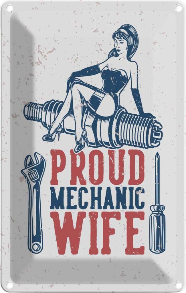 Blechschild 18x12 cm Pinup Proud mechanic wife