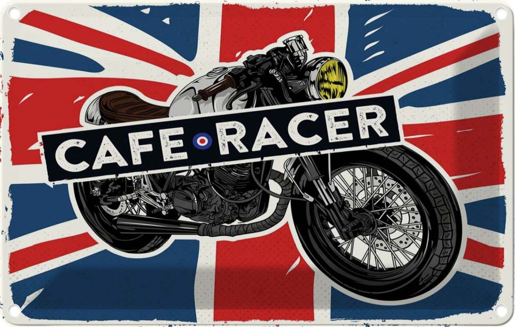 Blechschild 12x18 cm Motorcycle Cafe Racer Motorrad UK