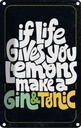 Blechschild 18x12 cm life gives Lemons make Gin & Tonic