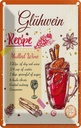 Blechschild 18x12 cm Glühwein Recipe Mulled Wine