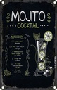 Blechschild 18x12 cm Mojito Cocktail Recipe