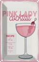 Blechschild 18x12 cm Pink Lady Cocktail Recipe