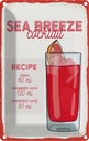 Blechschild 18x12 cm Sea Breeze Cocktail Recipe