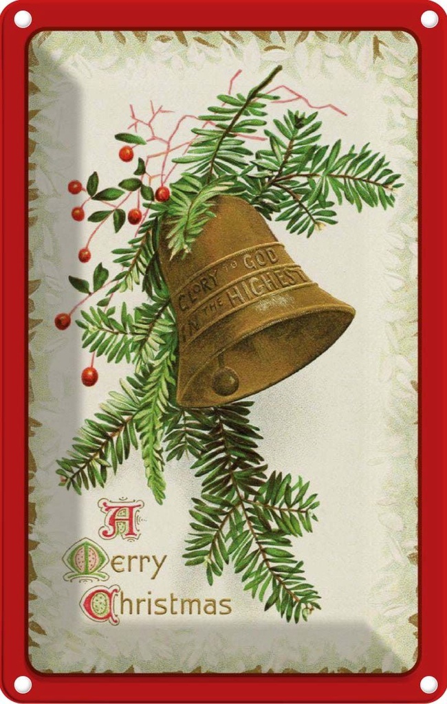 [LA-1784368] Blechschild 18x12 cm Weihnachten Christmas Glocke Winter Ostern Gruß