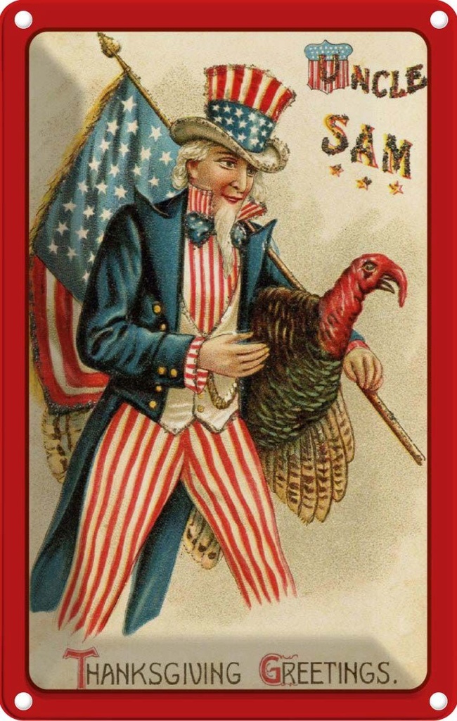 [LA-1784377] Blechschild 18x12 cm Weihnachten Amerika Truthahn Winter USA
