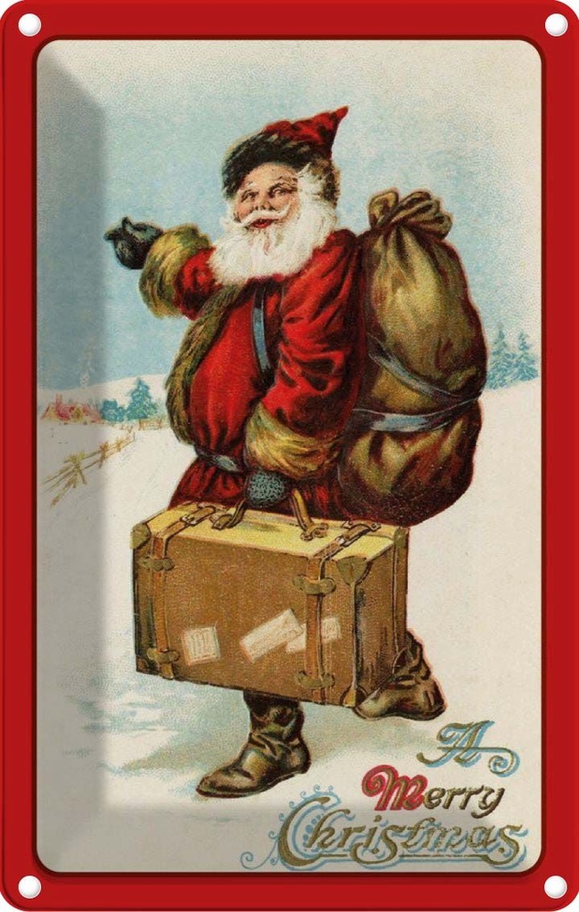 [LA-1784382] Blechschild 18x12 cm Weihnachten merry Christmas Schnee Abenteuer Reisen Urlaub Ostern Gruß